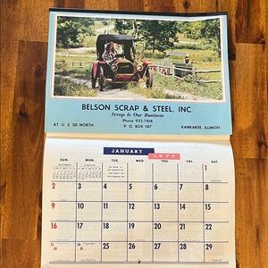 Vtg 1977 Benson Scrap & Steel Advertising Calendar Kankakee, IL 70s Ephemera